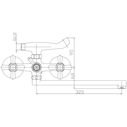 Смеситель для ванны, длинный излив, латунь, хром HB2125