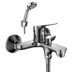 Смеситель для ванны с коротким изливом, поворотный переключатель, 5-ти реж.лейка,латунь/хром,RS29-31