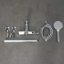 VERBA Смеситель универсальный с плоским изливом 35 см, кнопочный переключатель, латунь/хром,LM11451C