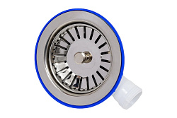 Y410 СИФОН ДЛЯ МОЙКИ ПРЯМОТОЧНЫЙ С ВЫПУСКОМ 3 1/2 на Ø40  С КВАДРАТНЫМ ПЕРЕЛИВОМ  БЕЗ ОТВОДА