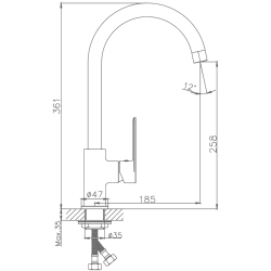 Смеситель для кухни, латунь, черный HB70590-7