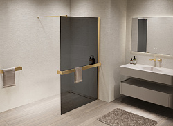 Душевая перегородка Walk-In VSW-1HR100CGG, 1000*2000, брашированное золото, стекло тонированное, , ш
