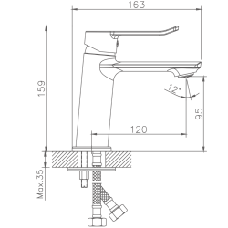 Смеситель для раковины, латунь, хром HB10556