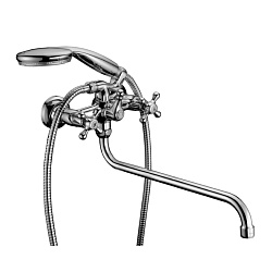 STANDARD Смеситель универсал с круглым изливом 35см, двуручк, поворот переключатель, латунь/хром