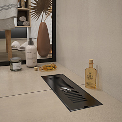 Corpa Nera Grossi/Гросси душевой трап 10х30 с сухим затвором, вертикальный выпуск, черный