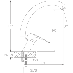 Смеситель для кухни, латунь, хром HB4113
