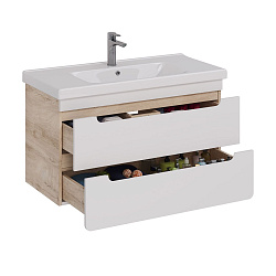 Тумба Lemark OLIVIA 100 см под 1 раковину, подвесная, 2 ящика, цвет корпуса: Дуб кантри, цвет фасада