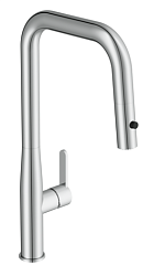 Смеситель для кухни OLIVA с п-образным выдвижным изливом шланг хром