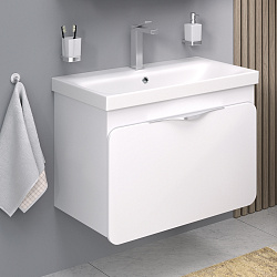 Тумба /2 ящ/подвесная/белый/раковина MODUO(80см) Skandi/AQUA DE MARCO