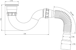 G32 СИФОН ДЛЯ ДУШЕВОГО ПОДДОНА ПРЯМОТОЧНЫЙ С ВЫПУСКОМ 1 1/2 "40 С ВИНТОМ 6*40 С Н/Ж ЧАШКОЙ С ГИБКИМ 