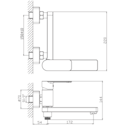 Смеситель для ванны, короткий излив, латунь, хром HB60617