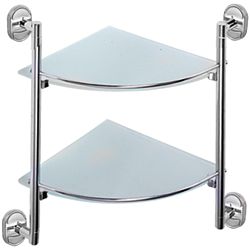 Полка стеклянная 2- ярус, угловая, хром HB1907-2