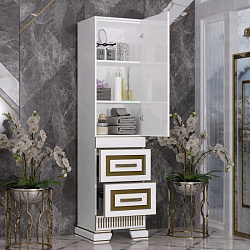 Пенал Opadiris Оникс правый Белый глянцевый с золотой патиной