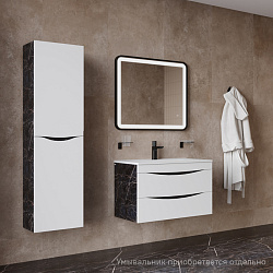 Тумба, подвесная, 80 см, белая/черный мрамор, Cloud, IDDIS, CLO80B0i95 подходит ум.