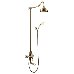 Душевая система с верхним душем Ø20,4 см и поворотным изливом 17 см, регулируемая высота 1~1,4м, лат