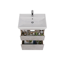 Тумба Lemark COMBI 70 см под 1 раковину, подвесная/напольная, 2 ящика, цвет фасада: Бетон, цвет корп