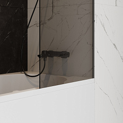 Corpa Nera Bertoni/Бертони Шторка на ванну 60х140,тонированное стекло, профиль- черный матовый