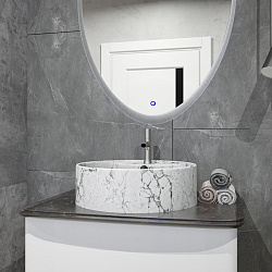 Corpa Nera Bosso/Боссо раковина  накладная D40 с полочкой под смеситель, белый мрамор