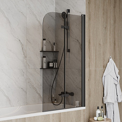 Corpa Nera Allegri/Аллегри Шторка на ванну 80х140, тонированное стекло, профиль- черный матовый