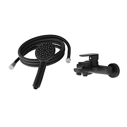 Aringa Рейн смеситель для ванны и душа с аксессуарами, черный