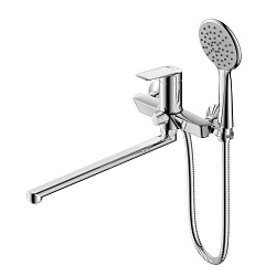 VERBA Смеситель универсальный с плоским изливом 35 см, кнопочный переключатель, латунь/хром,LM11451C