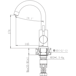 Смеситель для кухни, нержавеющая сталь HB72304-3