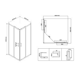 Душевой уголок City VSS-5CT900CLGM, 900*900, вороненая сталь, стекло прозрачное , , шт