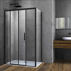 Душевой уголок Soft VSR-3SO9013CLB, 1300*900, черный, стекло прозрачное, , шт