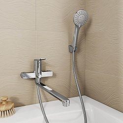 Смеситель для ванны с длинными изливом, глянцевый хром, Demi, Milardo, DEMSB00M10