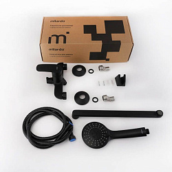 Смеситель для ванны с длинными изливом, черный матовый, Rora, Milardo, RORBL00M10