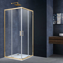 Душевой уголок Alpha VSS-3AL100CLG, 1000*1000, брашированное золото, стекло прозрачное, , шт