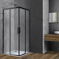 Душевой уголок Soft VSS-3SO900CLB, 900*900, черный, стекло прозрачное , , шт
