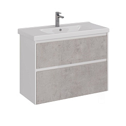 Тумба Lemark COMBI 100 см под 1 раковину, подвесная/напольная, 2 ящика, цвет фасада: Бетон, цвет кор
