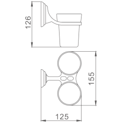 Держатель стакана , двойной, матовое стекло, хром HB1508