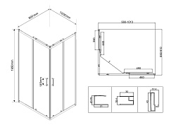 Душевой уголок City VSS-5CT9010CLGM, 1000*900, вороненая сталь , стекло прозрачное , , шт