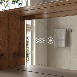 Шкаф зеркальный Gleam 80.2D, амарок/дуб вотан