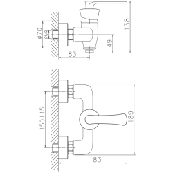 Смеситель для душа, латунь, золото HB20181-5