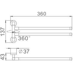 Держатель для полотенец, двойной, поворотный 400 мм, хром HB112