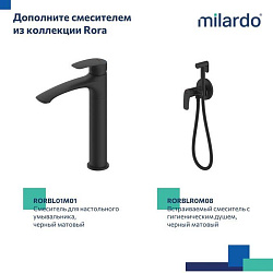 Смеситель для ванны, черный матовый, Rora, Milardo, RORBL00M02
