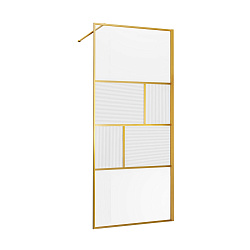 Душевая перегородка Walk-In VSW-1HC800CFBG, 800*2000, браш. золото, стекло прозрачное/рифленое, , шт