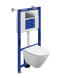 Комплект CITY SMART DPL EO slim инсталляция AQUA 50 PRIME P кнопка ACCENTO SQUARE пластик хром глянц