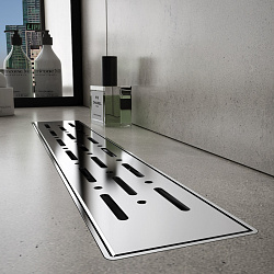 Corpa Nera Grossi/Гросси душевой трап 40 см с гидрозатвором, решетка из нержавеющей стали, хром