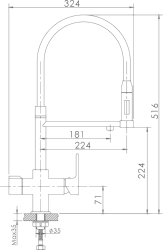 Смеситель для кухни с подключением фильтра, гибкий излив, латунь, черный/хром HB76854