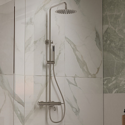 Душевая стойка Villa VSFS-1VL1BN с изливом, 25см верх. душ из нерж. стали, брашированный никель, , ш