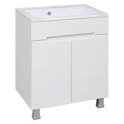 Тумба /2 двери/напольная/белый/раковина Прима (65см) Olivia/AQUA DE MARCO
