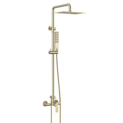 URSUS Душевая система с верхним душем 30х20 см, регулируемая высота 1~1,7м, латунь/браш свет золото