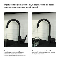 Смеситель для кухни с каналом для фильтрованной воды, черный, Cuba,ID