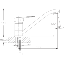Смеситель для кухни, латунь, хром HB4837