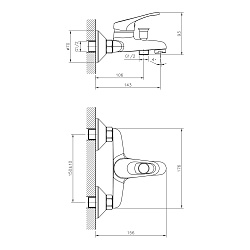 Смеситель DECOROOM DR21035 одноручный для ванны с коротким изливом