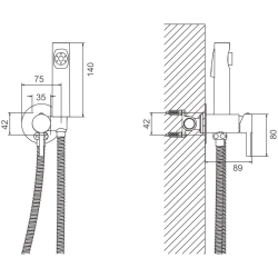 Смеситель с гигиенической лейкой, Оружейная сталь B55804-3